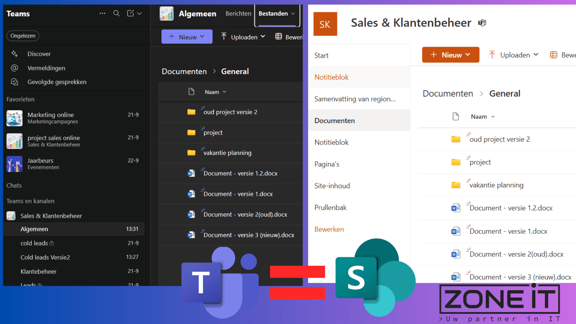 Bestanden in Microsoft Teams worden automatisch opgeslagen in SharePoint. Dit zorgt voor centraal en efficiënt documentbeheer binnen je team.